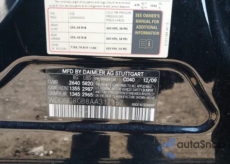 2010 Mercedes-Benz S 550 4Matic z USA, uszkodzony, nr VIN WDDNG8GB8AA317162